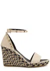 Valentino Rockstud 100 Leather Wedge Espadrilles In Ivory