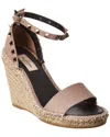 Valentino Rockstud 95 Grainy Leather Wedge Sandal In Neutral