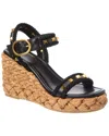 Valentino Rockstud 100 Leather Wedge Sandal In Black
