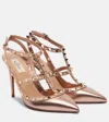 Valentino Garavani Rockstud Pump In Laminated Nappa Leather 100mm Woman Rose Cannelle 41 In Pink