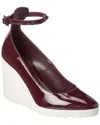 Valentino Rockstud 100 Patent Wedge Pump In Red