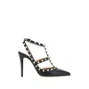 Valentino Studded Strappy Leather Pumps In Black