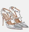 Valentino Rockstud 100 Sequined Pumps In Silver