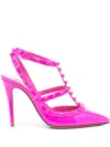 Valentino Rockstud 100mm Ankle-strap Pumps In Pink