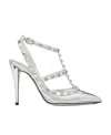 Valentino Garavani Rockstud Mirror-effect Pump With Matching Straps And Studs 100mm Woman Silver 40 In White