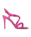 Valentino Rockstud 100mm Ankle-strap Stiletto Sandals In Pink