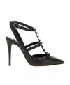 Valentino Studded Strappy Leather Pumps In Black