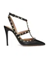 Valentino Studded Strappy Leather Pumps In Black