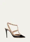 Valentino Patent Rockstud Heels 100 In Black
