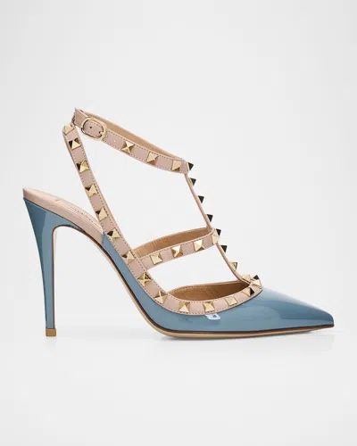 Valentino Garavani Rockstud 100mm Slingback High-heel Pumps In Blue