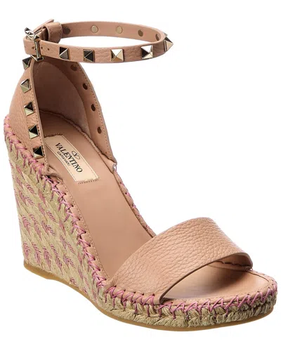 Valentino Garavani Valentino Rockstud 105 Leather Wedge Sandal In Multi