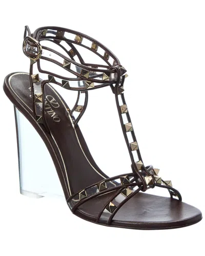 Valentino Garavani Valentino Rockstud 110 Leather & Vinyl Wedge Sandal In Multi