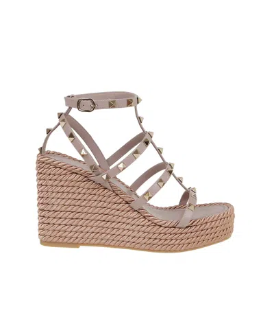 VALENTINO GARAVANI VALENTINO GARAVANI ROCKSTUD OPEN TOE WEDGE SANDALS