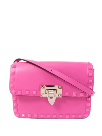 Pre-owned Valentino Garavani Rockstud 23 Leather Crossbody Bag In Pink