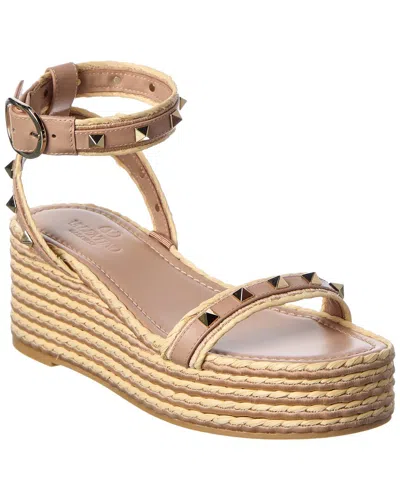Valentino Garavani Valentino Rockstud 45 Leather Sandal In Animal Print