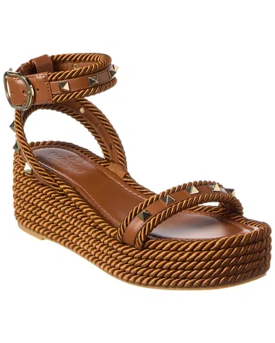 Valentino Garavani Valentino Espadrillas Platform Rockstud In Brown