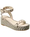 Valentino Rockstud 45 Rope & Leather Wedge Sandal In White
