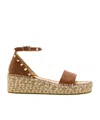 Valentino Rockstud 55 Grainy Leather Platform Sandal In Animal Print