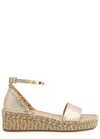 Valentino Rockstud 50 Metallic Leather Wedge Espadrilles In Gold