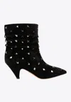 Valentino Rockstud 50 Suede Ankle Boots In Black