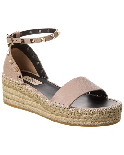 Valentino Garavani Valentino Rockstud 55 Grainy Leather Platform Sandal