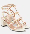 Valentino Rockstud Caged Ankle-strap Leather Sandals In Weiss