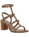 Valentino Rockstud Caged 60 Leather Ankle Strap Sandal In Brown