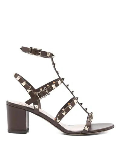 VALENTINO GARAVANI ROCKSTUD 60 LEATHER ANKLE STRAP SANDALS
