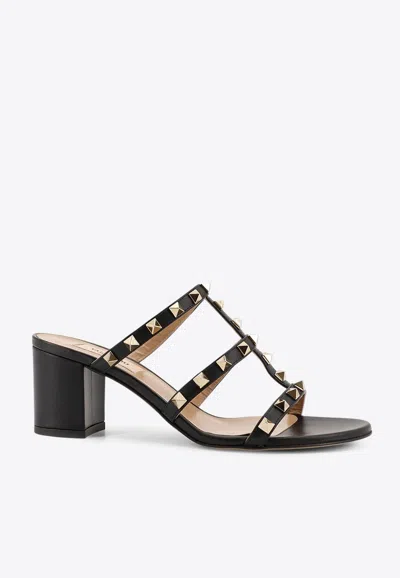 Valentino Garavani Rockstud 60 Leather Mules In Black