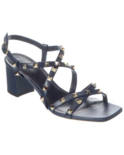 Valentino Garavani Rockstud Calfskin Sandal With Straps 60mm Woman Black 38