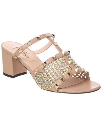 Valentino Garavani Valentino Rockstud 60 Leather Sandal In Pink