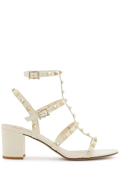 Valentino Garavani Rockstud 60 Leather Sandals In Ivory