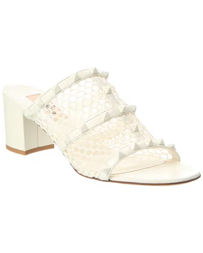 Valentino Garavani Rockstud Caged 60 Leather Sandal In White