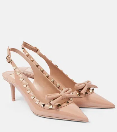 VALENTINO GARAVANI ROCKSTUD 60 PATENT LEATHER SLINGBACK PUMPS