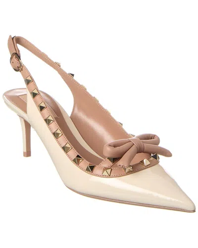 Valentino Garavani Valentino Rockstud 60 Patent Slingback Pump In White