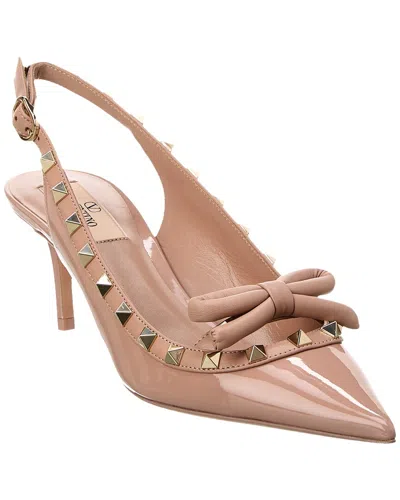 Valentino Garavani Rockstud 60 Patent Slingback Pump In Pink