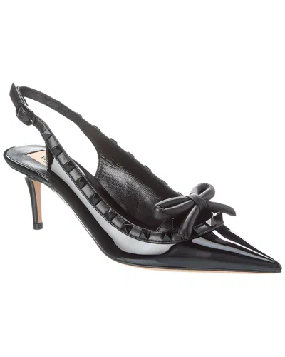 Valentino Garavani Rockstud 60 Patent Slingback Pump In Black