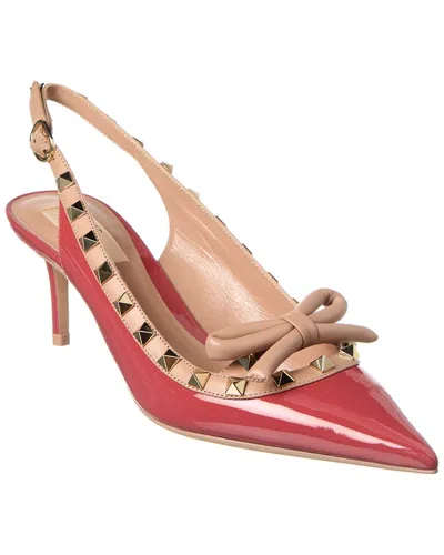 Valentino Garavani Valentino Rockstud 60 Patent Slingback Pump In Pink