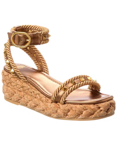 VALENTINO GARAVANI VALENTINO ROCKSTUD 60 ROPE & LEATHER WEDGE SANDAL
