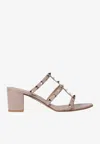 Valentino Rockstud 60 Sandals In Calf Leather In Blush