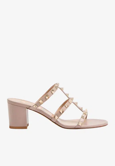 Valentino Garavani Rockstud 60 Sandals In Calf Leather In White