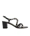 Valentino Garavani Rockstud Calfskin Sandal With Straps 60mm Woman Black 38 In Black