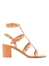Valentino Rockstud 60mm Leather Sandals In Orange