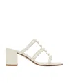 Valentino Garavani Rockstud Calfskin Slider Sandal And Tone-on-tone Studs 60mm Woman Ivory 42 In White
