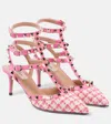 Valentino Rockstud 65 Bouclé-trimmed Leather Pumps In Pink