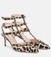 Valentino Rockstud Leopard-printed Calf Hair Caged Pumps In Animal Print