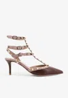 Valentino Rockstud 65 Two-tone Leather Pumps In Animal Print