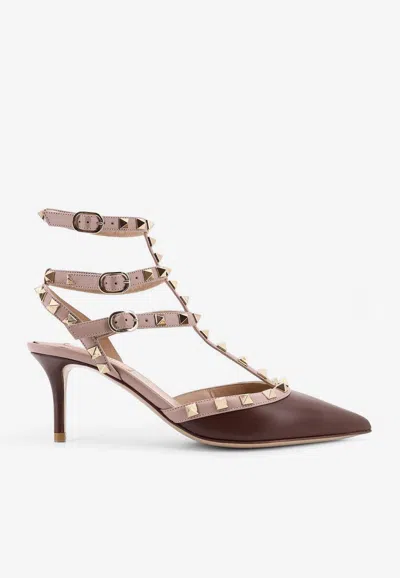 VALENTINO GARAVANI ROCKSTUD 65 LEATHER CAGE PUMPS