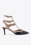 Valentino Rockstud Caged 65 Patent Ankle Strap Pump