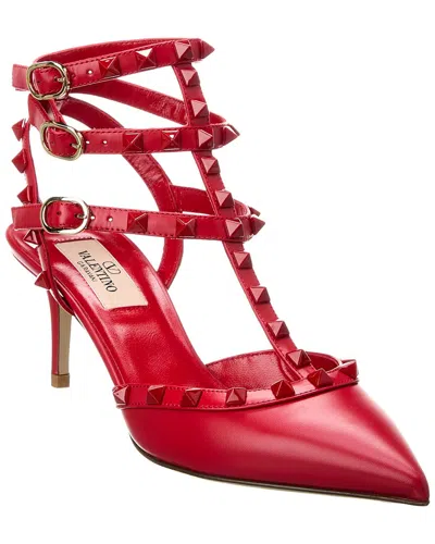 Valentino Garavani Valentino Rockstud 65 Leather Pump In Red